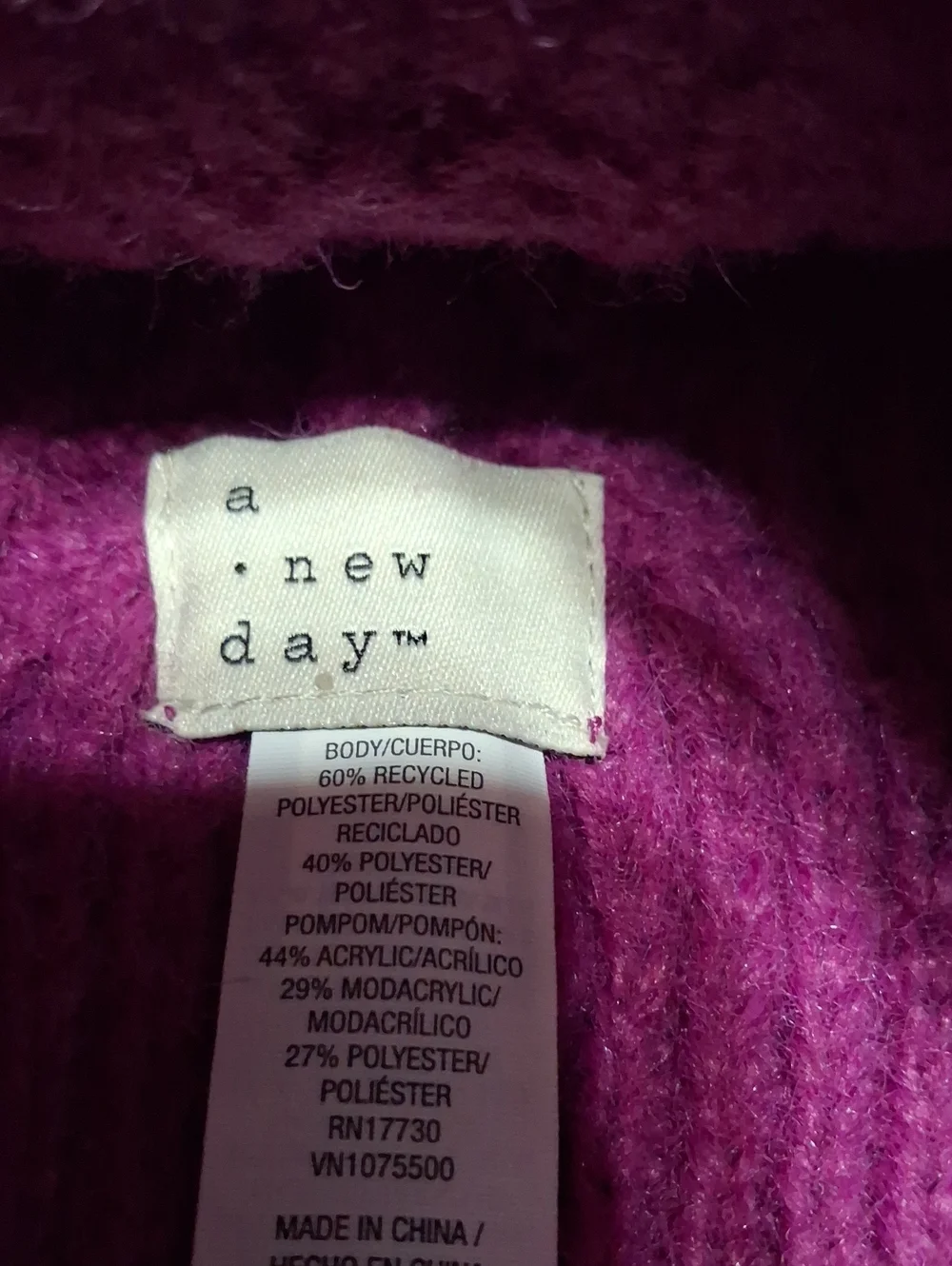 a new day Fuchsia Knit Pom Hat